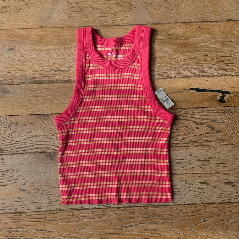 NWT Aerie Free Spirit Striped Ribbed Tank Top summer stripes retro style